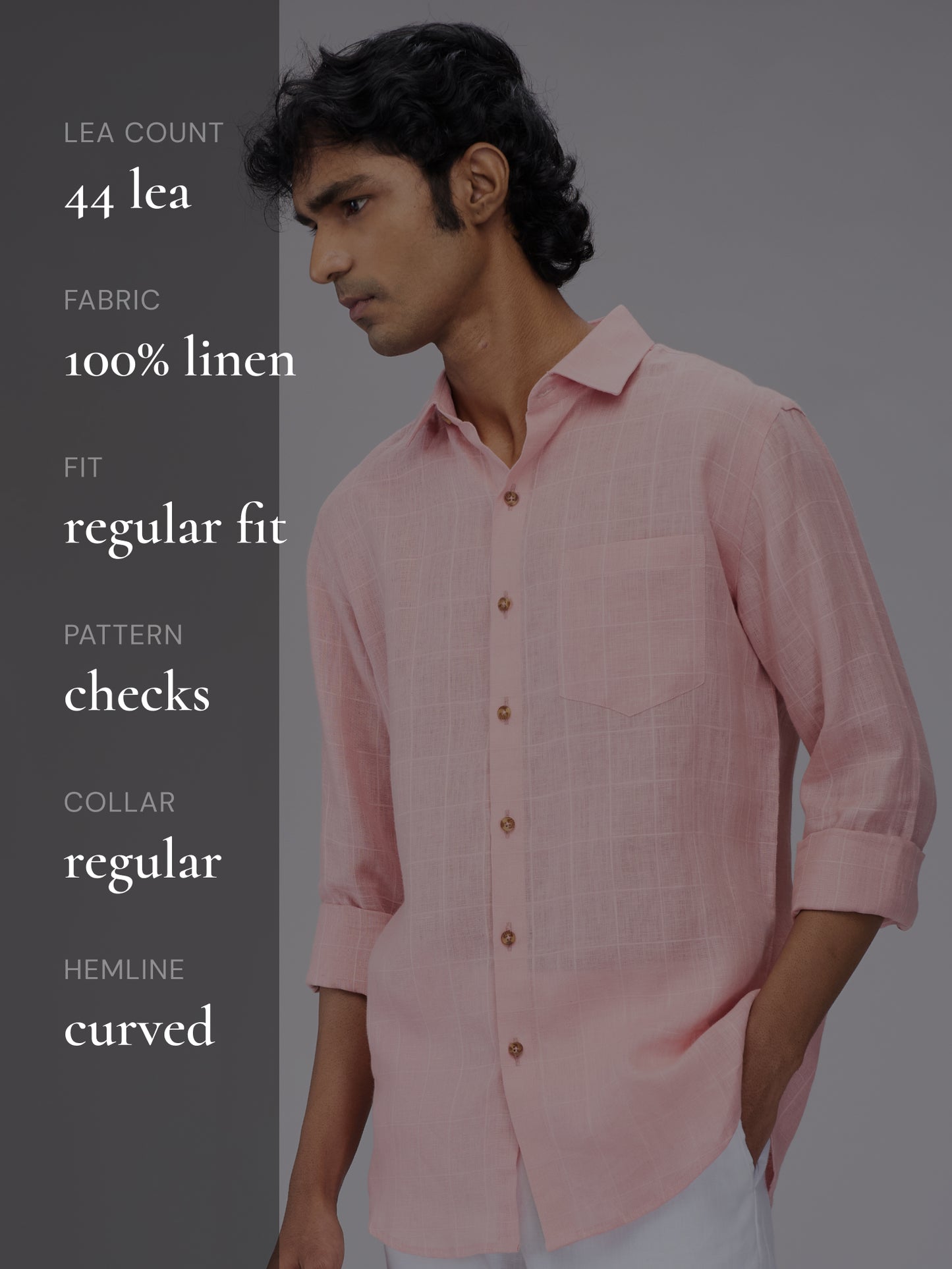 Pink 100% Linen Check