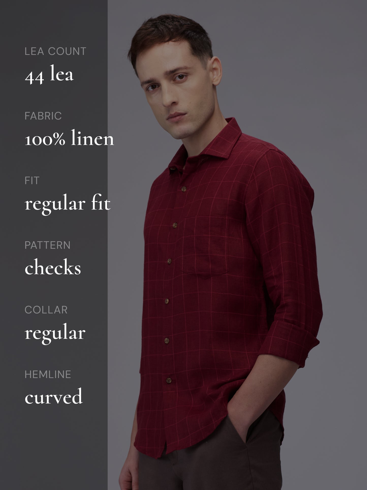 Crimson 100% Linen Check