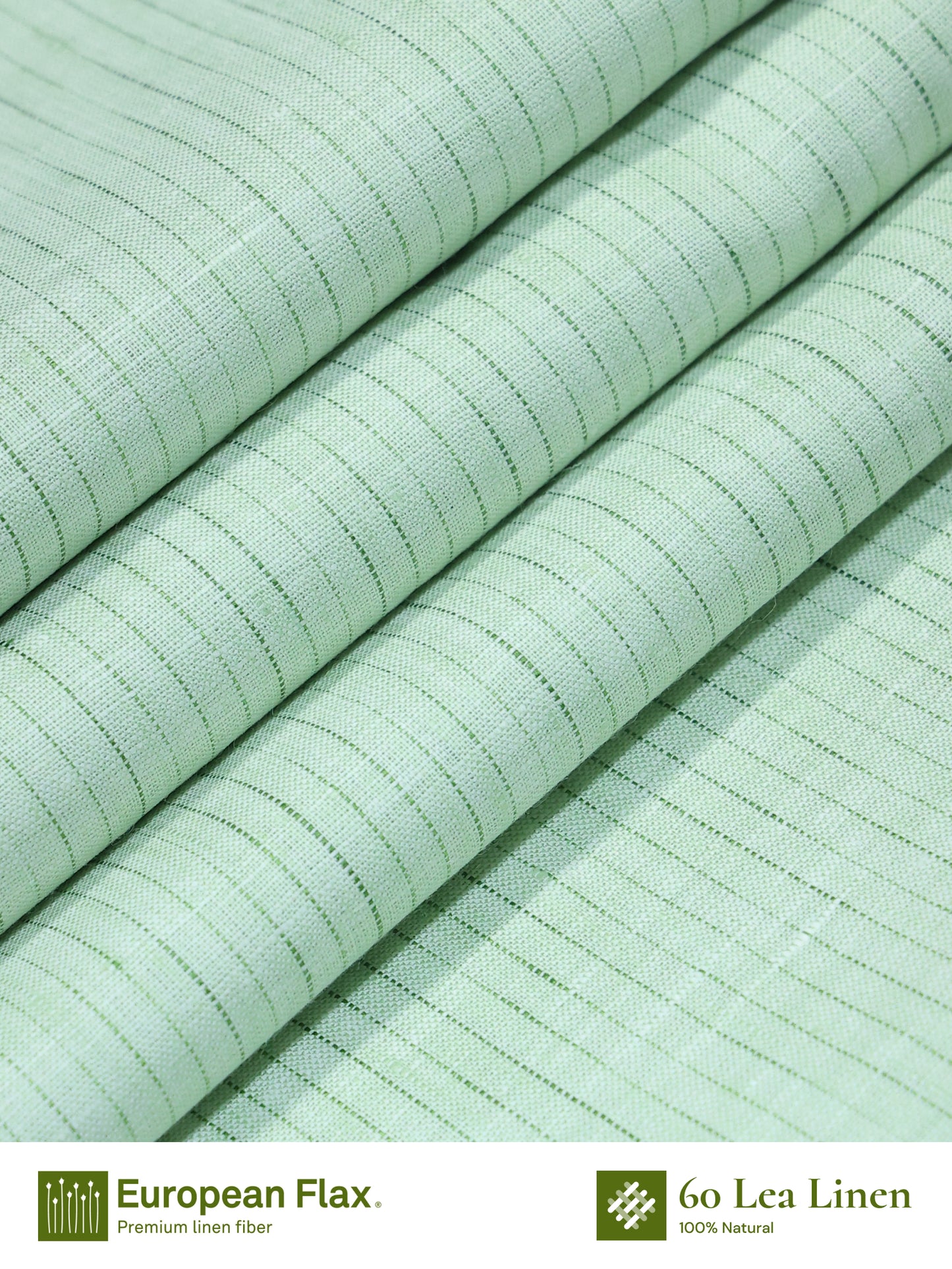 Green 100% Linen Stripes