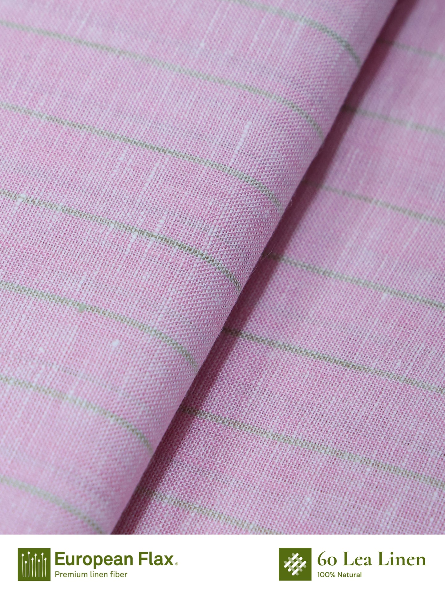 Frosted Pink Striped 100% Linen