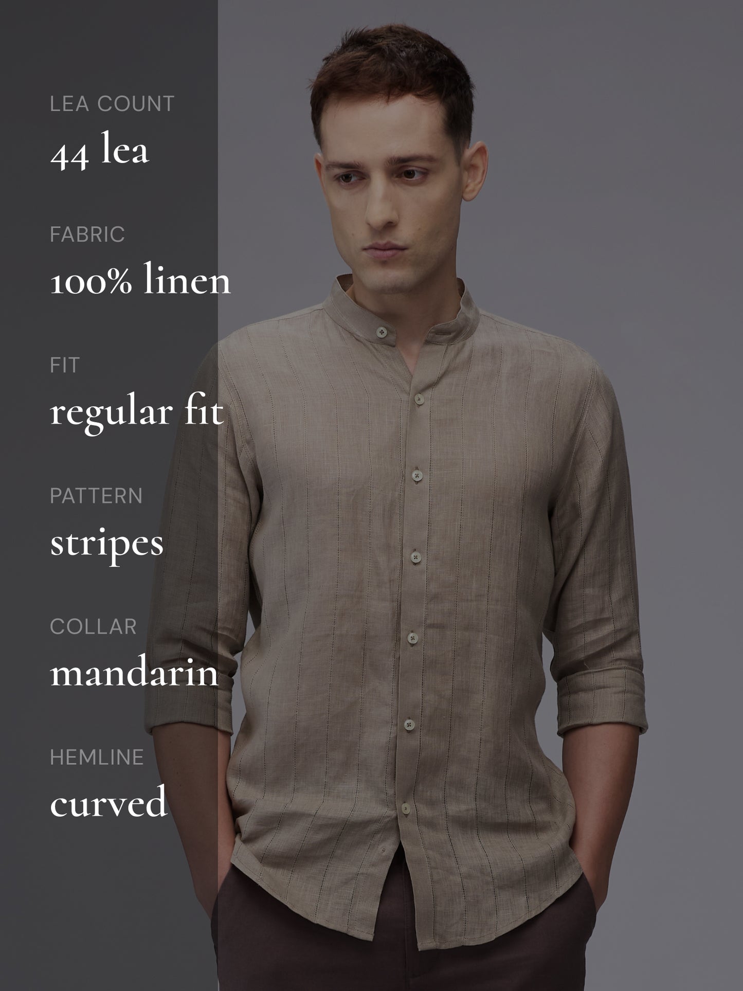 Umber 100% Linen Stripe