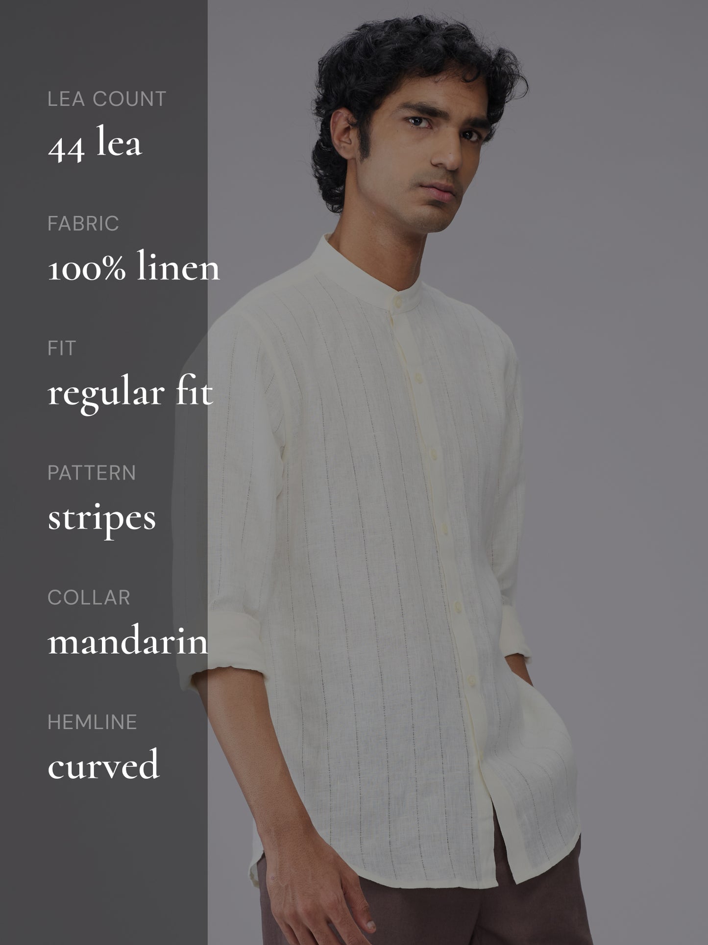 Ecru 100% Linen Stripe