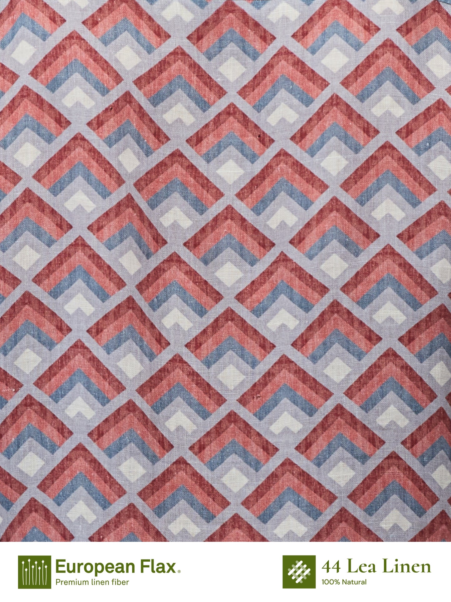 Crimson Mosaic 100% Linen Cuban